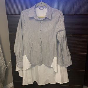 High-low Multimedia Striped Shirt/Tunic